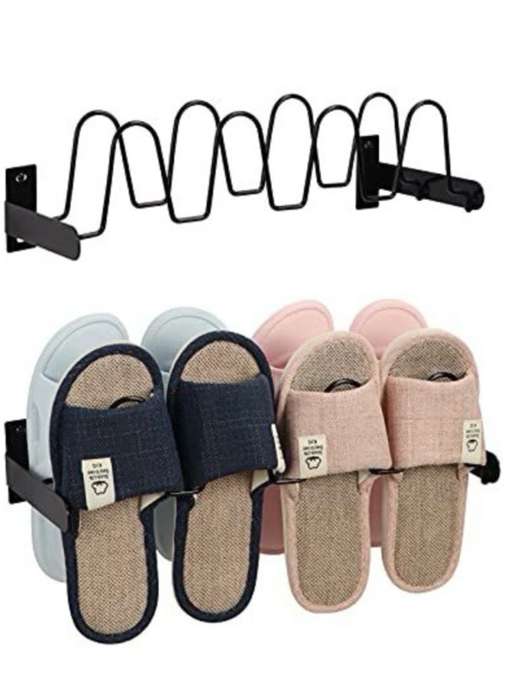 Wall-Mounted Slipper Organizer Rack - Black